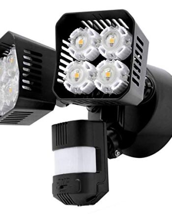 SANSI Czujnik ruchu, zewnętrzne światło bezpieczeństwa, 36 W, regulowane światło LED aktywowane ruchem, 3600 lumenów, 5000 K, IP65, wodoodporne, zewnętrzne światło z czujnikiem do garażu, ogrodu, drzwi, podwórka