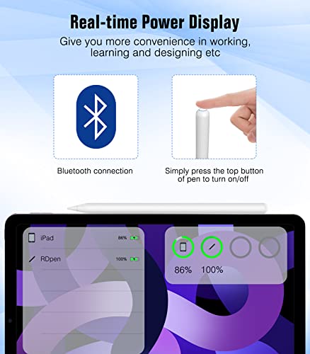 MoKo Wireless Charging Stylus Pen für iPad, Apple Pencil Kompatibel mit iPad Pro 12,9" 3/4/5, iPad Pro 11" 1/2/3, iPad Air 5/4, Mini 6 Gen, Wireless Magnetic iPad Pencil Tilt & Palm Rejection - Weiß - obrazek 7