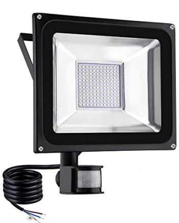 100W Reflektor LED z czujnikiem ruchu, wodoszczelny IP65 reflektor aluminiowy, 10000lm, 3000K ciepłe światło, reflektor LED, oświetlenie zewnętrzne do ogrodu, garażu, na boisko sportowe