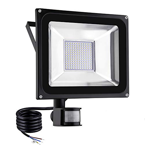 100W Reflektor LED z czujnikiem ruchu, wodoszczelny IP65 reflektor aluminiowy, 10000lm, 3000K ciepłe światło, reflektor LED, oświetlenie zewnętrzne do ogrodu, garażu, na boisko sportowe