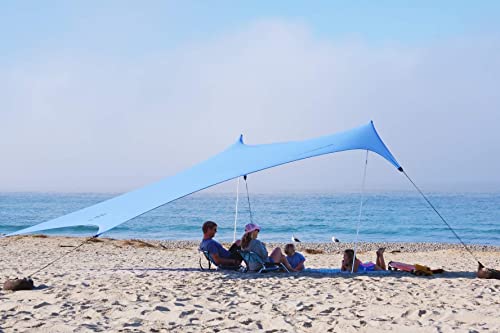 Neso Tents Gigante namiot plażowy, 2,4 m wysokości, 3,4 x 3,4 m, największy przenośny klosz plażowy, ochrona przed słońcem, wzmocnione narożniki i kieszeń chłodząca (barwinek niebieski)