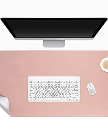 Podkładka na biurko, podkładka na biurko, 40 x 90 cm dwustronna podkładka na biurko ze skóry PU, duża podkładka pod mysz do laptopa, trwała wodoodporna mata do pisania do biura i domu (różowy/srebrny)