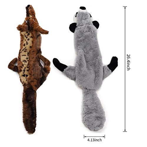 onebarleycorn Piszczące zabawki dla psów, bez wypchania, niezniszczalne, miękkie, pluszowe zabawki dla psów, dla małych, średnich i dużych psów (2 sztuki, wilk szop) - obrazek 4