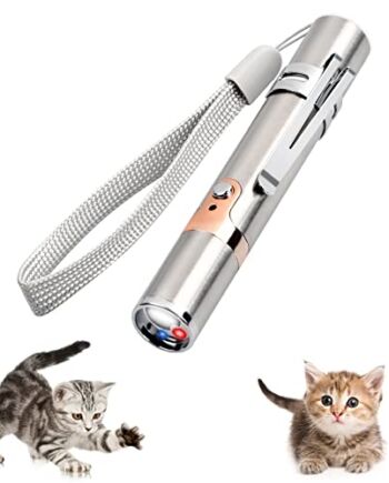 Pinsheng Zabawka dla kotów, LED, interaktywna zabawka myśliwska dla kotów, ładowanie przez USB, funkcja 3 w 1, wielofunkcyjna zabawka LED, interaktywna zabawka do treningu zwierząt domowych