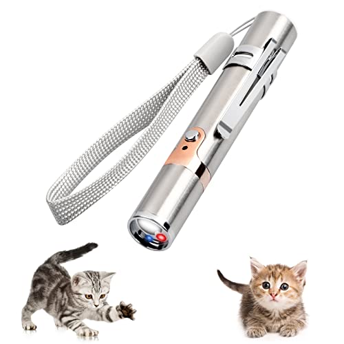 Pinsheng Zabawka dla kotów, LED, interaktywna zabawka myśliwska dla kotów, ładowanie przez USB, funkcja 3 w 1, wielofunkcyjna zabawka LED, interaktywna zabawka do treningu zwierząt domowych