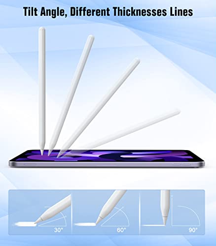 MoKo Wireless Charging Stylus Pen für iPad, Apple Pencil Kompatibel mit iPad Pro 12,9" 3/4/5, iPad Pro 11" 1/2/3, iPad Air 5/4, Mini 6 Gen, Wireless Magnetic iPad Pencil Tilt & Palm Rejection - Weiß - obrazek 4