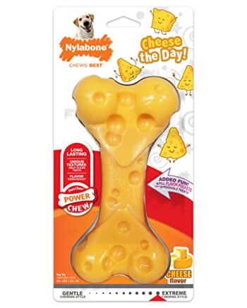 Nylabone Ekstremalnie wytrzymały pies żucie zabawka kość sera, trwała, czyści zęby, smak wołowiny, duży, dla psów do 23 kg