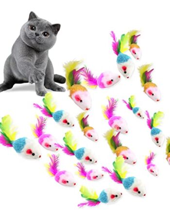 VIKSAUN 20 sztuk zabawek dla kota, myszy z rustykalnym dźwiękiem mała aktywność myszy interaktywna zabawka, interaktywna zabawka dla kotów i kociąt, futrzany zestaw myszek dla kotów i kotów, zestaw myszek dla kota (20 sztuk)