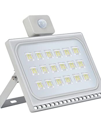 Reflektor LED 100 W, wodoodporny IP65, światła bezpieczeństwa z czujnikiem ruchu, 10000 lm 6500 K zimna biel światła bezpieczeństwa na zewnątrz światło ogrodowe na plac zabaw podwórko magazyn garażu [klasa energetyczna A+]