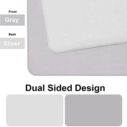 Podkładka na biurko, zestaw 2 szt., 80 x 40 cm, ze skóry PU, antypoślizgowa, podkładka na biurko z podkładką pod mysz, wodoszczelna, dwustronna podkładka do pisania, duża mata na biurko do biura i domu - obrazek 6