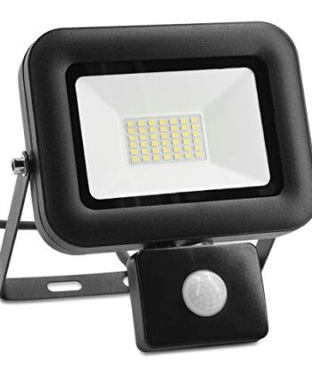 kwmobile Reflektor LED z czujnikiem ruchu – 30 W reflektor LED 2700 lumenów – kabel zasilający z czujnikiem zmierzchu – reflektor LED – lampa reflektorowa