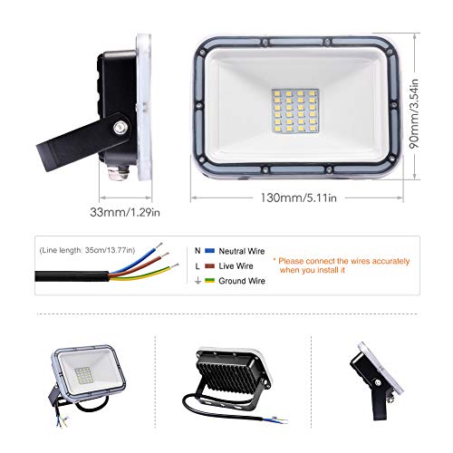 20W LED Reflektor Wodoodporny IP67 lampa bezpieczeństwa 6500K Zimna biel światła reflektor 1600LM Reflektor zewnętrzny do ogrodu podwórka garażu parkingowego magazyn - obrazek 7