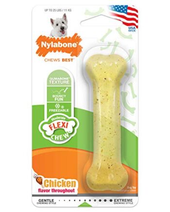 Nylabone, Umiarkowana kość do żucia dla psów, elastyczna kość do żucia, smak kurczaka, mała, odpowiednia dla psów do 11 kg