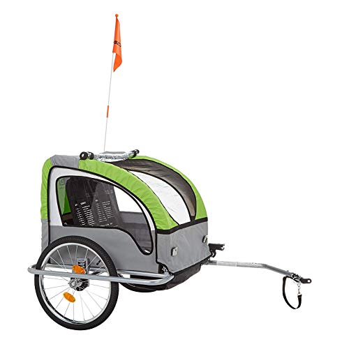 FISCHER Dziecięca przyczepka rowerowa Komfort z zawieszeniem, dla 2 dzieci, certyfikat TÜV GS, zielona/antracytowa