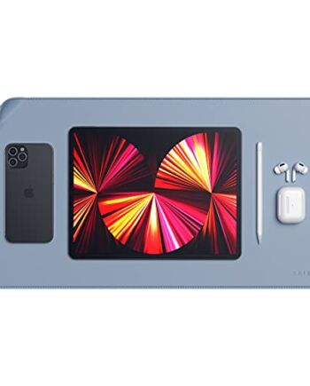 Satechi dwustronna podkładka na biurko z ekoskóry - podkładka na biurko i ochrona biurka - bezpieczna dla pomalowanych i lakierowanych drewnianych powierzchni (niebieska/zielona)