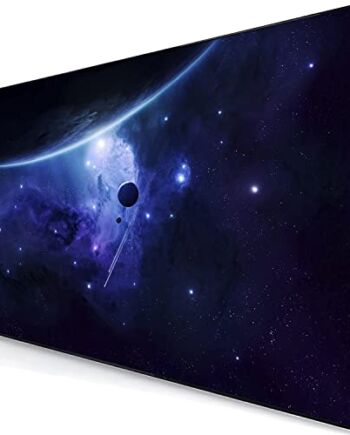 Retoo Podkładka pod mysz XXL, 800 x 400 mm, duża podkładka pod mysz dla graczy z motywem kosmosu, podkładka na biurko, duży rozmiar, specjalna powierzchnia, poprawia precyzję prędkości, krawędzie bez frędzli