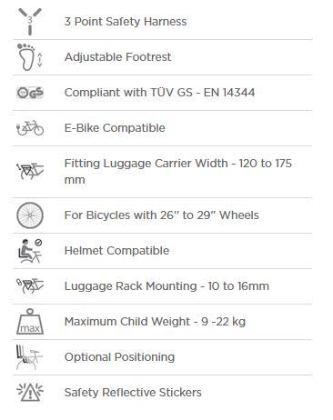 P4B rowerowy fotelik dziecięcy – montaż z tyłu na bagażniku | maks. 22 kg | fotelik dziecięcy dla dzieci na 9 miesięcy – 5 lat | uchwyt rowerowy do montażu na bagażniku | do rowerów o przekątnej ekranu 26 – 29 cali - obrazek 4