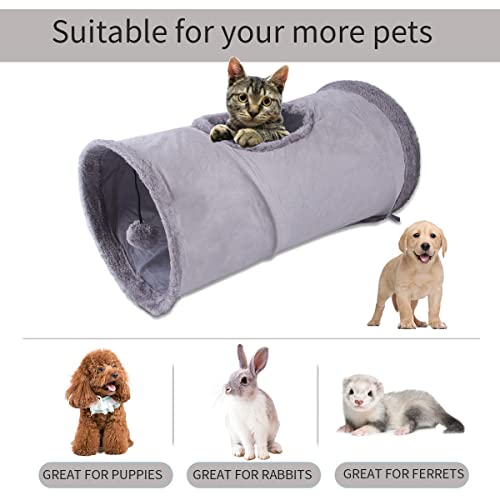 Tunel dla kota, rurka, zabawka dla kotów, tunel do zabawy dla kotów, składany tunel do zabawy z zamszu, dla wszystkich kotów i małych zwierząt, 1 jaskinia 50 x 25 cm, zabawka dla kota - obrazek 2