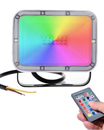 10W Reflektor LED RGB 800lm Ściemnialne światło krajobrazowe z pilotem, 16 kolorów i 4 tryby Dekoracyjne oświetlenie zewnętrzne Wodoodporny IP66 Lampa bezpieczeństwa, z funkcją pamięci