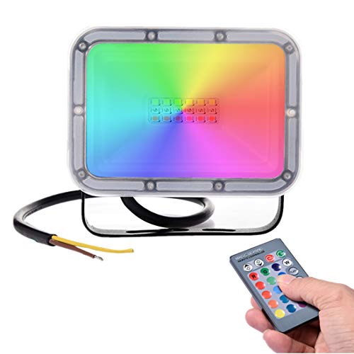 10W Reflektor LED RGB 800lm Ściemnialne światło krajobrazowe z pilotem, 16 kolorów i 4 tryby Dekoracyjne oświetlenie zewnętrzne Wodoodporny IP66 Lampa bezpieczeństwa, z funkcją pamięci
