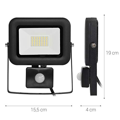 kwmobile Reflektor LED z czujnikiem ruchu – 30 W reflektor LED 2700 lumenów – kabel zasilający z czujnikiem zmierzchu – reflektor LED – lampa reflektorowa - obrazek 6