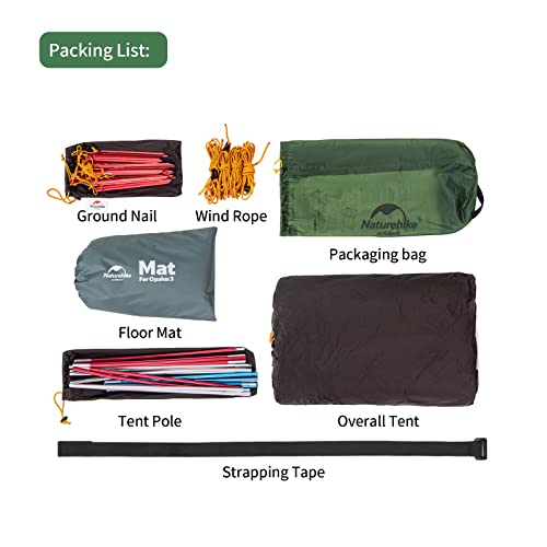 Namiot z Plecakiem Przestronny, Lekki Namiot Rodzinny dla 2/3 Osób Namiot Tunelowy dla 2/3 Osób z Markizą - obrazek 7