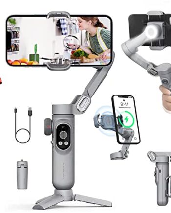 Stabilizator do smartfona kompatybilny z iPhone 13 12 PRO MAX XR, wyświetlacz HD z systemem Android Focus i Zoom Control Vlog Youtuber Live Video Record z przedłużaczem i statywem Aochuan Smart X Pro