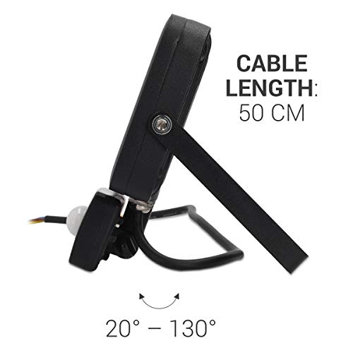 kwmobile Reflektor LED z czujnikiem ruchu – 30 W reflektor LED 2700 lumenów – kabel zasilający z czujnikiem zmierzchu – reflektor LED – lampa reflektorowa - obrazek 7