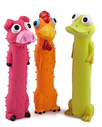 CHIWAVA 3 sztuki piszczące lateksowe zabawki dla psów stojący kij zwierzę szczeniak odbieranie interaktywna zabawa dla małych średnich psów