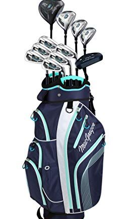 MACGREGOR Damski DCT2000 wysokiej jakości żelazo grafitowe drewno klub golfowy i torba na wózek zestaw zestaw do klubu, granatowy/biały, dla pań prawa ręka