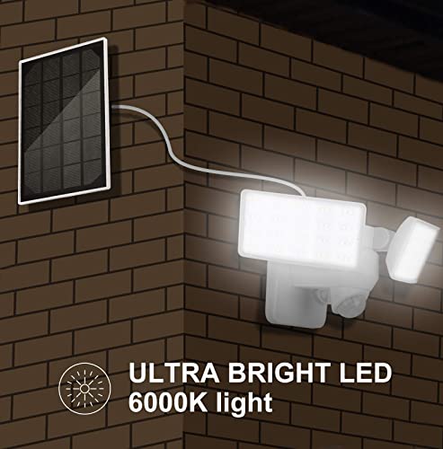 BOSWEE solarna lampa bezpieczeństwa na zewnątrz, 1600 lm solarna lampa LED z 2 regulowanymi głowicami, 5500 K, IP65 wodoodporne światło przeciwpowodziowe na podwórko, ścieżkę i patio (biała) - obrazek 5