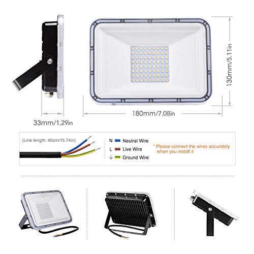 50W LED Reflektor Wodoodporny IP67 lampa bezpieczeństwa 6500K Zimna biel światła reflektor 4500LM Reflektor zewnętrzny do ogrodu podwórka garażu parkingowego magazyn - obrazek 16