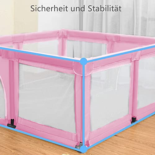 Zehnhase Kojec dla niemowląt, do łóżeczka dziecięcego, kojca, do użytku w pomieszczeniach, plac zabaw, kratka ochronna z oddychającą siatką (180 x 150 cm) - obrazek 5