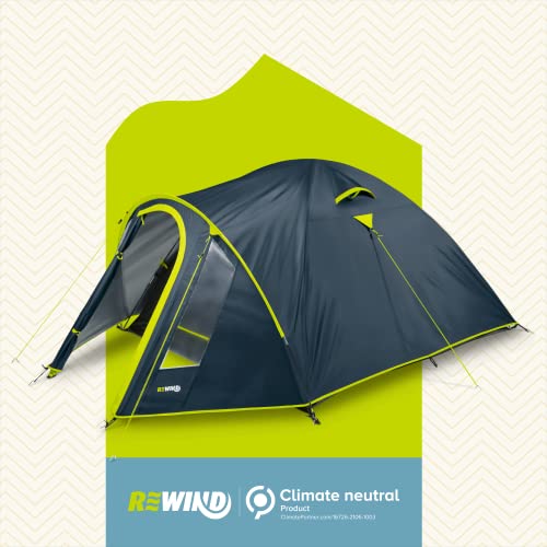 REWIND Przestronny namiot kopułowy dla 3 osób, łącznie z przedsionkiem, moskitierą, odbijającą ciepło powłoką aluminiową i wodoodpornością 3000 mm, namiot zewnętrzny: 300 x 190 x 125 cm - obrazek 4