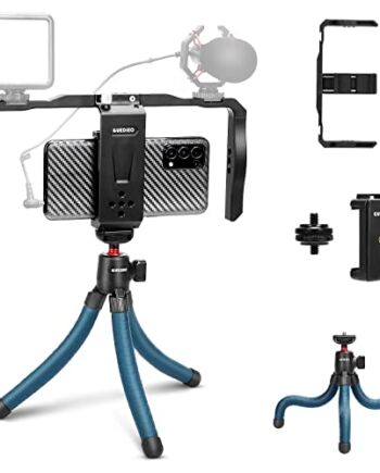 Guedieo Smartphone wideo rig stop aluminium obudowa filmmaking telefon stabilizator wideo uchwyt statyw do wideomaker filmowiec graf wideo do iPhone 11 11pro11 max Xs XS Max XR X 8 goprohero8/7/6
