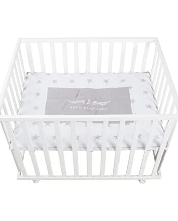 roba Kojec drewniany 75x100 cm "Rock Star" z wkładem i kółkami z hamulcami - podstawa z regulacją wysokości - szary