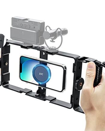 [Wiele zastosowań] JJC uniwersalny magnetyczny uchwyt wideo do smartfona + zestaw zdalnego sterowania Bluetooth do iPhone'a 13 12 11 Pro Max Huawei, Samsung, Google, telefon, wideo, klatka stabilizująca do filmowania