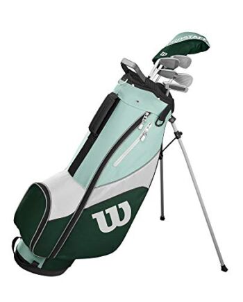 Wilson Golf Pro Staff SGI półzestaw, zestaw do klubu golfowego dla kobiet, leworęcznych, odpowiedni dla początkujących i zaawansowanych, grafitowy, jasnoniebieski/zielony, WGG150006