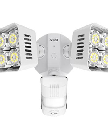 Reflektor LED SANSI z czujnikiem ruchu na zewnątrz, oświetlenie zewnętrzne LED 36 W 3600 lm z czujnikiem ruchu, super jasne światło bezpieczeństwa 5000 K, wodoodporne oświetlenie garażu IP65, białe