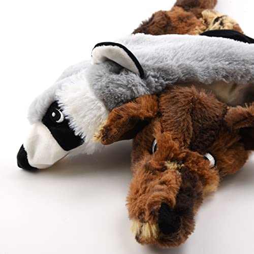 onebarleycorn Piszczące zabawki dla psów, bez wypchania, niezniszczalne, miękkie, pluszowe zabawki dla psów, dla małych, średnich i dużych psów (2 sztuki, wilk szop) - obrazek 2