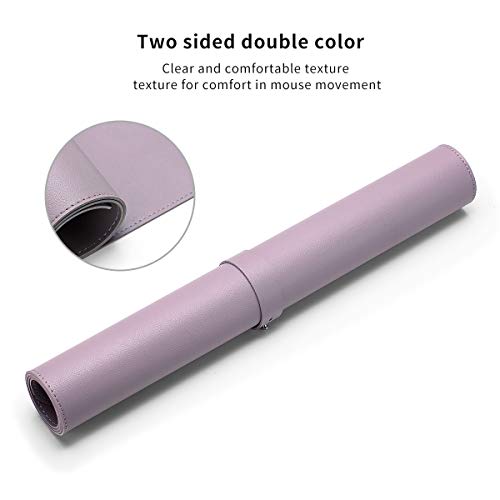 ESCOCO wielofunkcyjna podkładka na biurko, mata na biurko, 60 x 40 cm skóra PU ultra cienka wodoodporna podkładka pod mysz, mata na biurko do laptopa, podwójna aplikacja mata do pisania na biurko do biura / domu (fioletowy) - obrazek 4