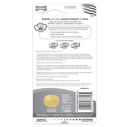 Nylabone, Umiarkowana kość do żucia dla psów, elastyczna kość do żucia, smak kurczaka, mała, odpowiednia dla psów do 11 kg - obrazek 3