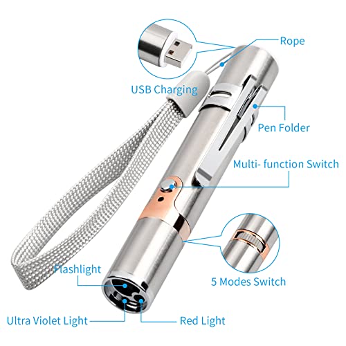 Pinsheng Zabawka dla kotów, LED, interaktywna zabawka myśliwska dla kotów, ładowanie przez USB, funkcja 3 w 1, wielofunkcyjna zabawka LED, interaktywna zabawka do treningu zwierząt domowych - obrazek 6