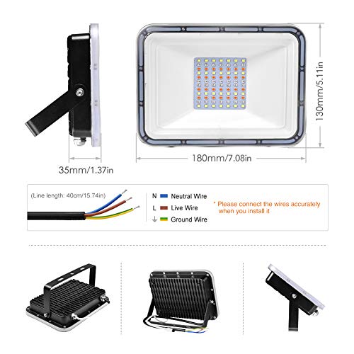 50W RGB Reflektor LED, Wodoszczelny IP67 Reflektor LED Z pilotem, 16 kolorów i 4 tryby Reflektor zewnętrzny, na festiwal muzyczny, imprezę, do ogrodu, Boże Narodzenie (Brak funkcji pamięci) - obrazek 16