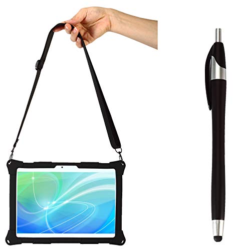 AKNICI Silikonowe etui z uchwytem na długopis pasek na ramię Stylus Pen do TOSCiDO K108/W109/X104/X108, ACEPAD A121/A101/A12X, Dragon Touch K10/Max10,TYD-107/TYD-108,LNMBBS 10.1, PADGENE 1, Lectrus 10,czarny - obrazek 4