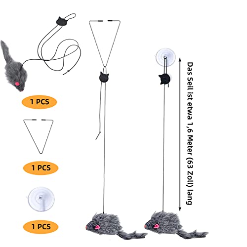 Interaktywna zabawka dla kota 2 w 1, interaktywna zabawka dla kotów, do futryny drzwi, interaktywna zabawka dla kota z przyssawką, pluszowa mysz do futryny drzwi - obrazek 6