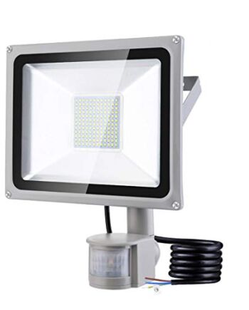 100W Reflektor LED z czujnikiem ruchu, wodoszczelny IP65 reflektor aluminiowy, 10000lm, 6500K zimna biel, reflektor LED, oświetlenie zewnętrzne do ogrodu, garażu, na boisko sportowe