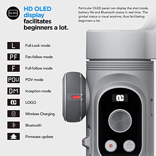 Stabilizator do smartfona kompatybilny z iPhone 13 12 PRO MAX XR, wyświetlacz HD z systemem Android Focus i Zoom Control Vlog Youtuber Live Video Record z przedłużaczem i statywem Aochuan Smart X Pro - obrazek 4