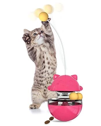 Interaktywna zabawka dla kotów, automatyczne zajęcie, 3 w 1, dozownik jedzenia, dwie zabawki Orbit-Bal (czerwony)