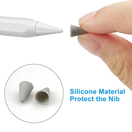 3 zestawy zamiennych końcówek, etui ochronne na końcówki ołówkowe, silikon wysoka czułość wsparcie wrażliwe działanie nacisku, kompatybilny z Apple Pencil & iPad Pen do rysowania pisania (biały, szary) - obrazek 4